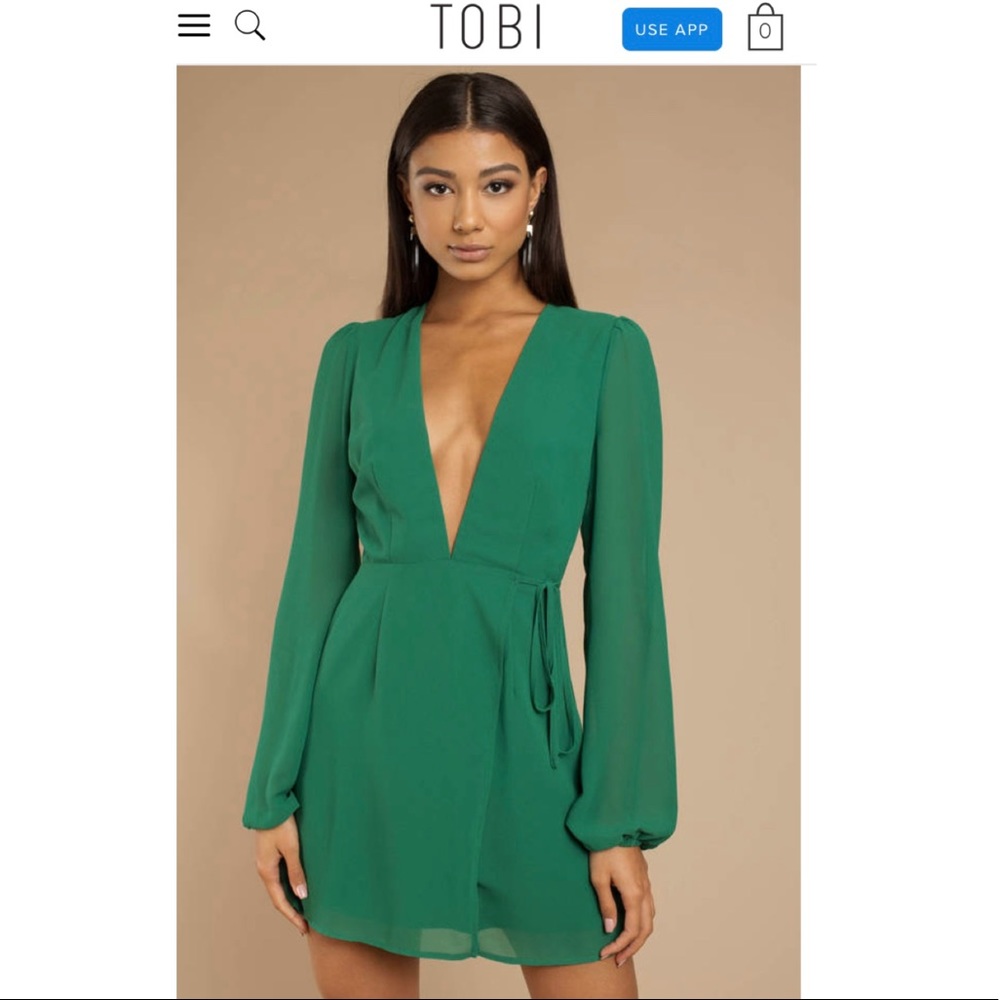 Tobi Tell Em Green Wrap Dress